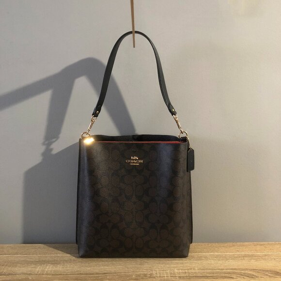 Coach Mollie Bucket Bag In Signature Canvas Brown Black CA561 - Picture 1 of 16